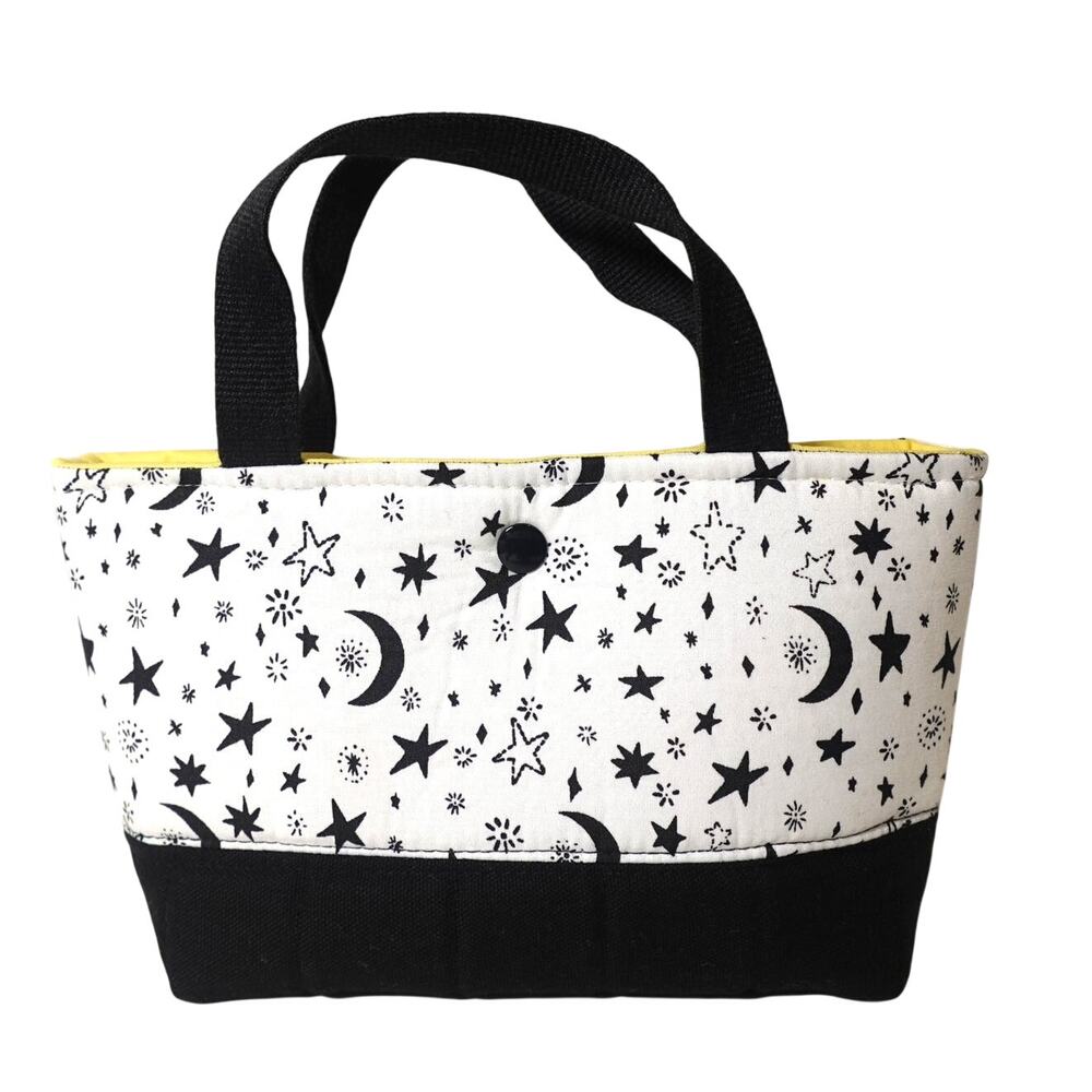 SNAP PURSE / MOON N STARS with YELLOW LINER/ Magic bag / tarot tote